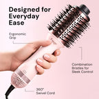 L'ANGE HAIR Le Volume 2-in-1 Titanium Blow Dryer Brush | Frizz Control Blowout Hair Dryer Brush for Drying and Styling | Volumizing Hot Air Styler for All Hairstyles | Oval Barrel | Blush - 75mm