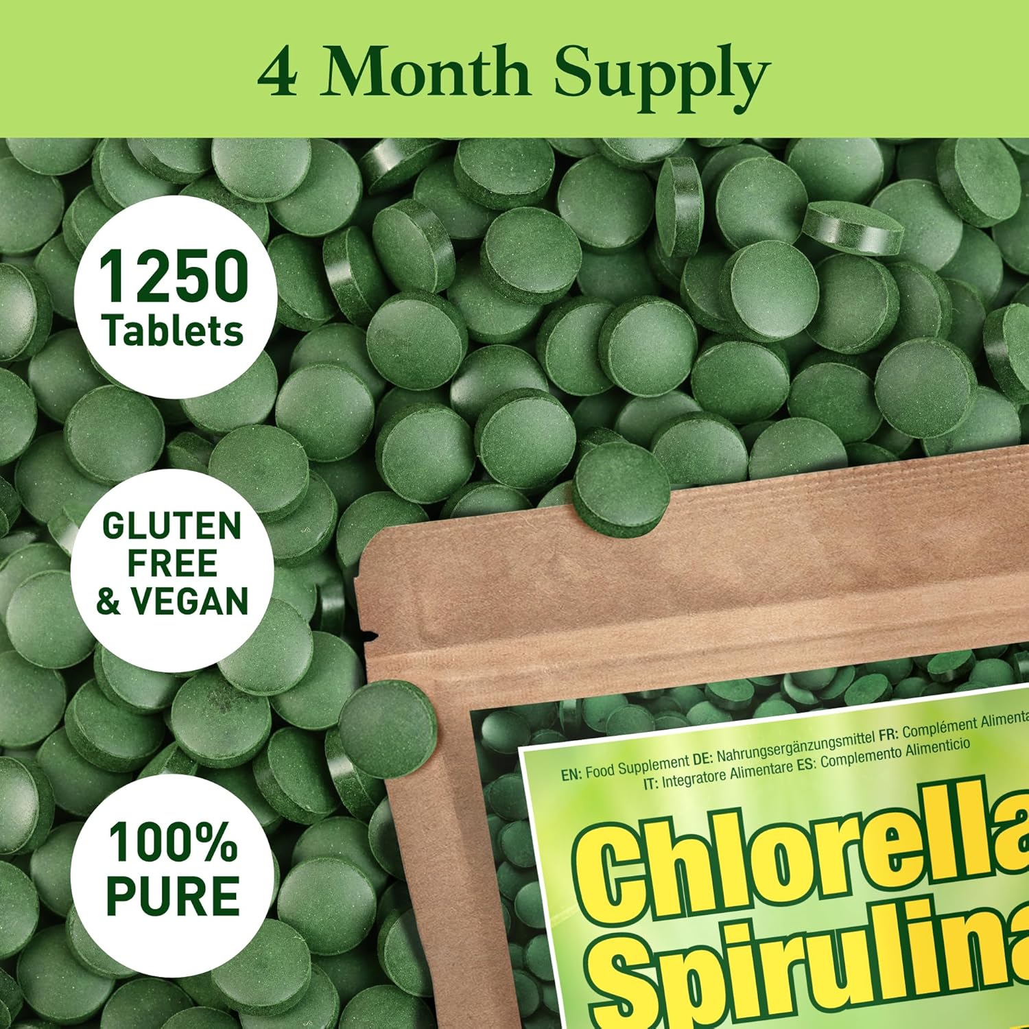 Buy now Good Natured Premium Spirulina and Chlorella Capsules 1,250 Tablets, Non-GMO, Vegan Organic Chlorella Tablets, Sunlight Grown, Cracked Cell Wall, High Protein, Heavy Metal Detox at indiglob india