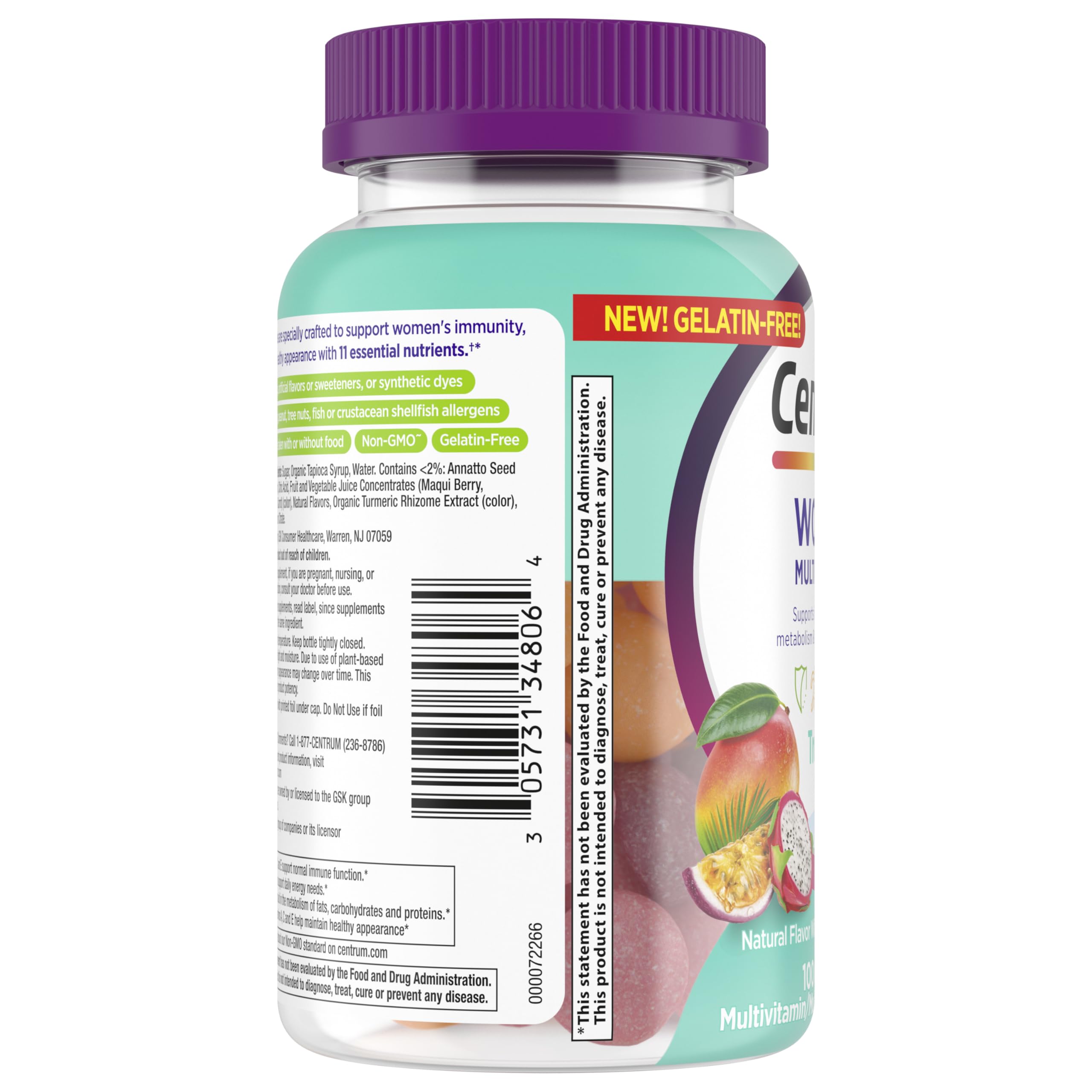 Centrum MultiGummies for Women 18 and Over, 100 Count | Contains Vitamin D3, B Vitamins and Antioxidant Vitamins C and E, Gluten Free, Non-GMO Ingredients, GLP-1 Support