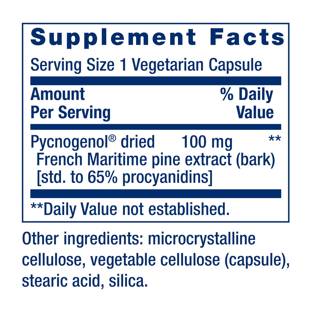 Life Extension Pycnogenol French Maritime Pine Bark Extract, 60 Capsules | Scientifically Studied Formula Supports Healthy Aging & Vascular Health, Non-GMO, Gluten-Free & Vegetarian