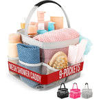 Buy now Masirs Mesh Shower Caddy - 9 Pocket Portable Bathroom Organizer Tote for Travel, Gym & Dorm - Collapsible Small Shower Caddy Bag to Hold Toiletries & Essentials (Gray) at indiglob india