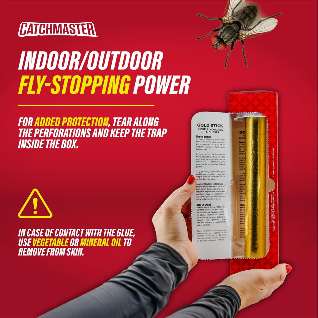 Catchmaster Gold Stick 4-Pack, Sticky Hanging Fly Traps Indoor & Outdoor