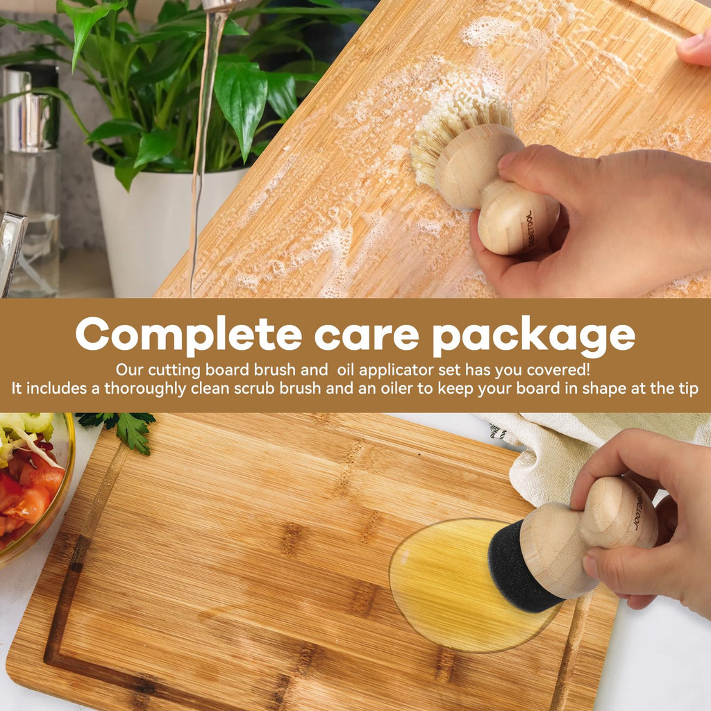 DEBETOOL Cutting Board Oil Applicator & Sisal Scrub Brush Set