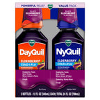 Buy now VICKS DayQuil & NyQuil Elderberry Flavor Cold & Flu Liquid Medicine Co-Pack, Multi-Symptom Relief of Headache, Fever, Sore Throat, Minor Aches & Pains, Sneezing, Runny Nose, and Cough, 2x12oz at indiglob india