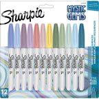 Sharpie Permanent Markers, Mystic Gems Special Edition, Fine Point, Assorted Colors, 12 Count - School, Office, Desk, Teacher Supplies