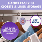 Arm & Hammer OdorBusterz ClosetMATE™, Lavender, 4 Count – Hanging Odor Absorber with Baking Soda, 360° Rotating Hook for Closets, Lockers & Storage Areas