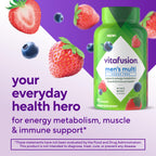 Vitafusion Sugar Free Men’s Multi Daily Gummy Multivitamins, Supports Energy Metabolism, Muscle and Immune Health (1), Mixed Berry Flavors, (Pack of 2)