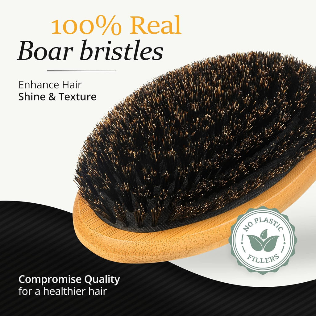Buy now Belula Boar Bristle Hair Brush Set for Men - Soft Mens Hair Brush for Thin, Normal & Short Hair - Includes Wooden Comb, 2 Palm Brushes & Travel Bag - Best Hair Brushes for Men! at indiglob india