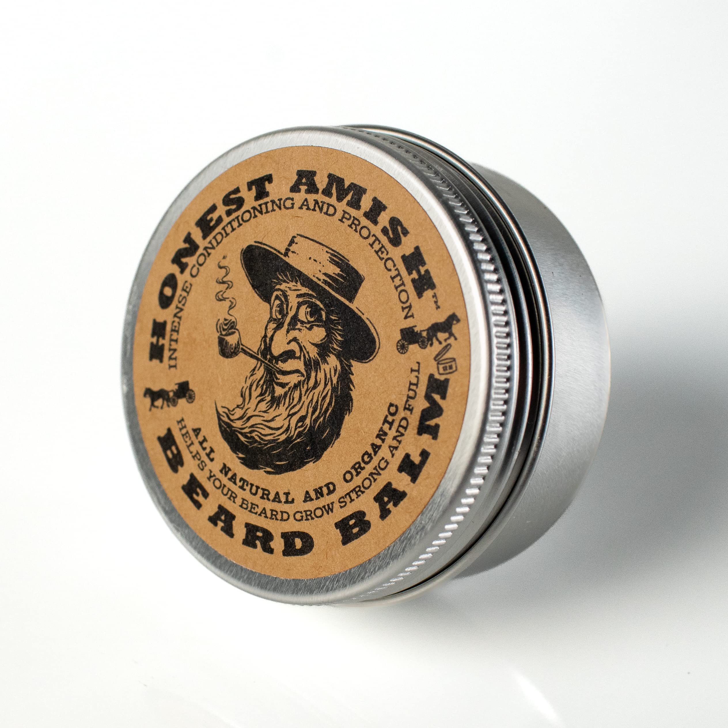 Honest Amish Beard Balm Leave-in Conditioner - Made with only Natural and Organic Ingredients - 2 Ounce Tin | Shea Butter, Coconut Oil & Argan Oil Blend Softens and Conditions for Smoother Daily Beard Styling