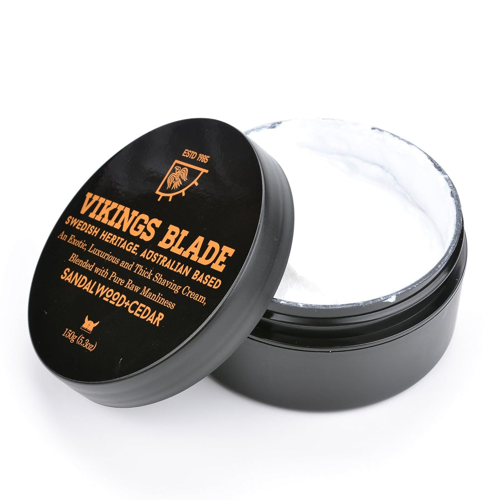 Buy now VIKINGS BLADE Luxury Shaving Cream, Sandalwood & Western Red Cedar, Silky Buttery Smooth, Surfactant Base. Refreshing, Clean, Close, FOAMING Shave Cream at indiglob india