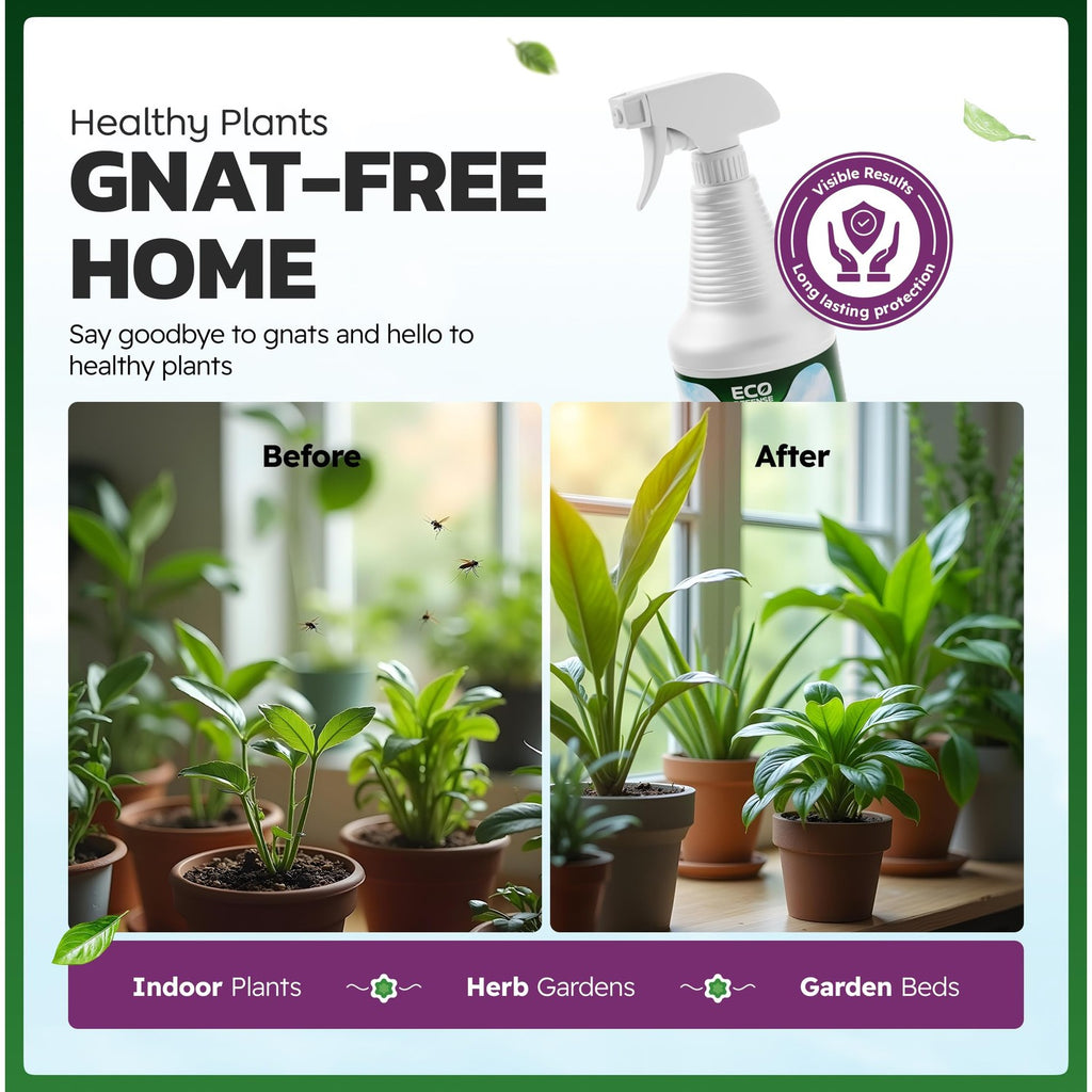 Eco Defense Plant Gnat Spray, Fungus Gnat Killer for Houseplant Soil