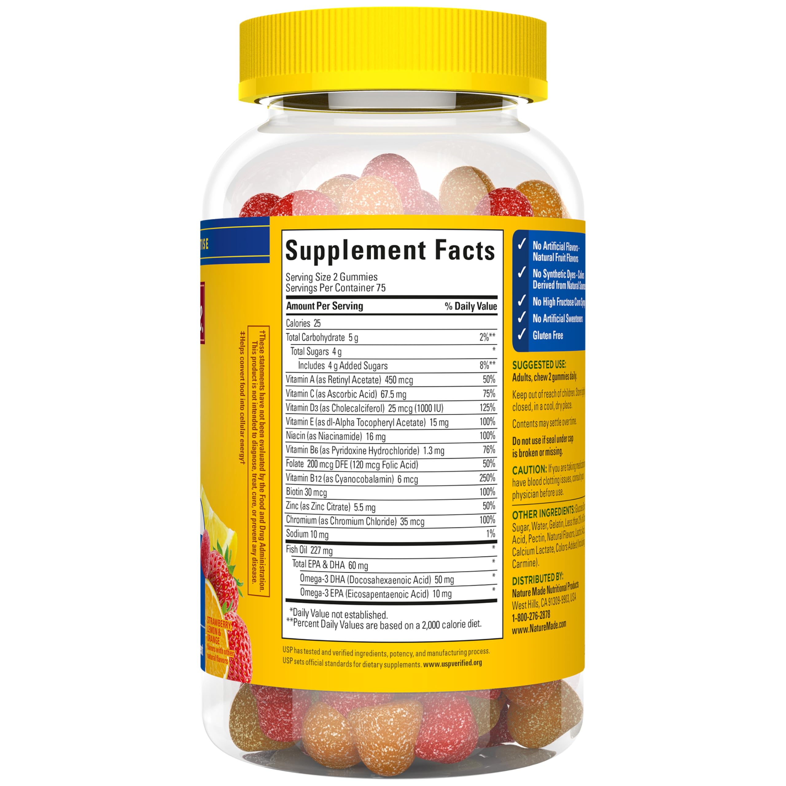 Nature Made Mens Multivitamin Gummies with Omega-3, 150 Count | Vitamins and Minerals Gummy with Omega-3, Mens Gummy Multivitamins for Daily Nutritional Support, 75 Day Supply