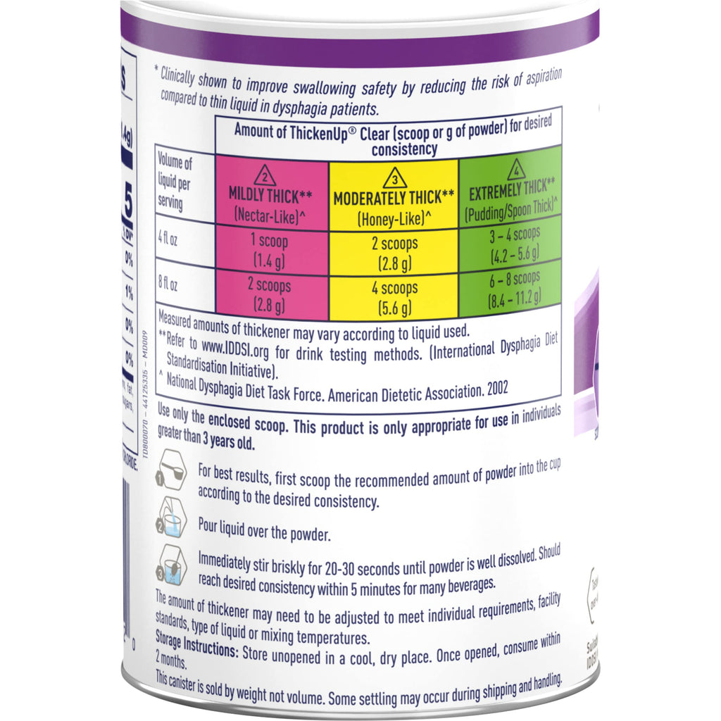 Thicken Up Clear Instant Food & Drink Thickener, Unflavored, 4.4 Oz, 1 Pack