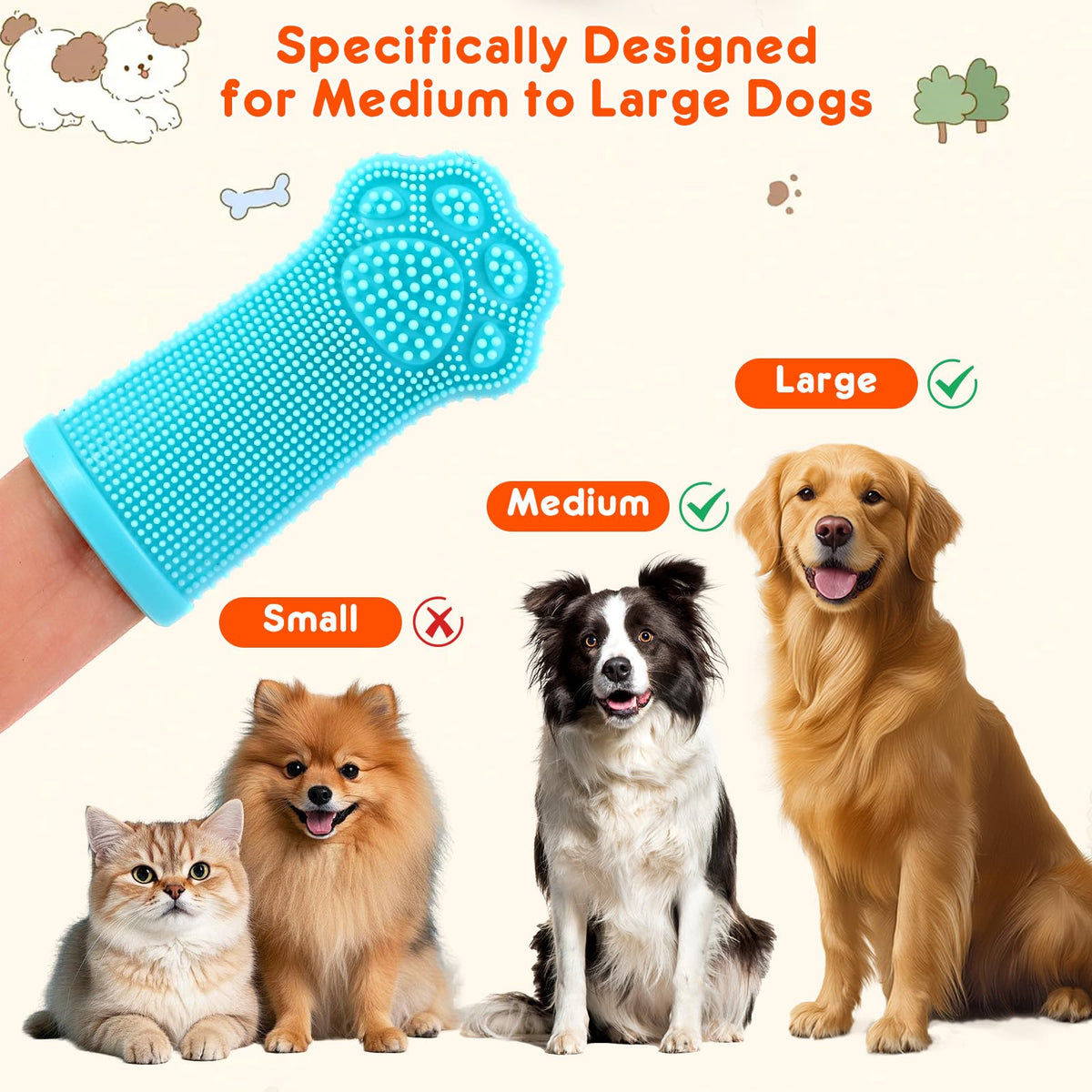 Dog Finger Toothbrush, 4-Pack Finger Toothbrush for Dogs, Upgraded Pet Tooth Brushing Kit, A Fun Dog Teeth Cleaning Tool that Also Doubles as A Gum Massage, Suitable for Medium and Large Dogs.