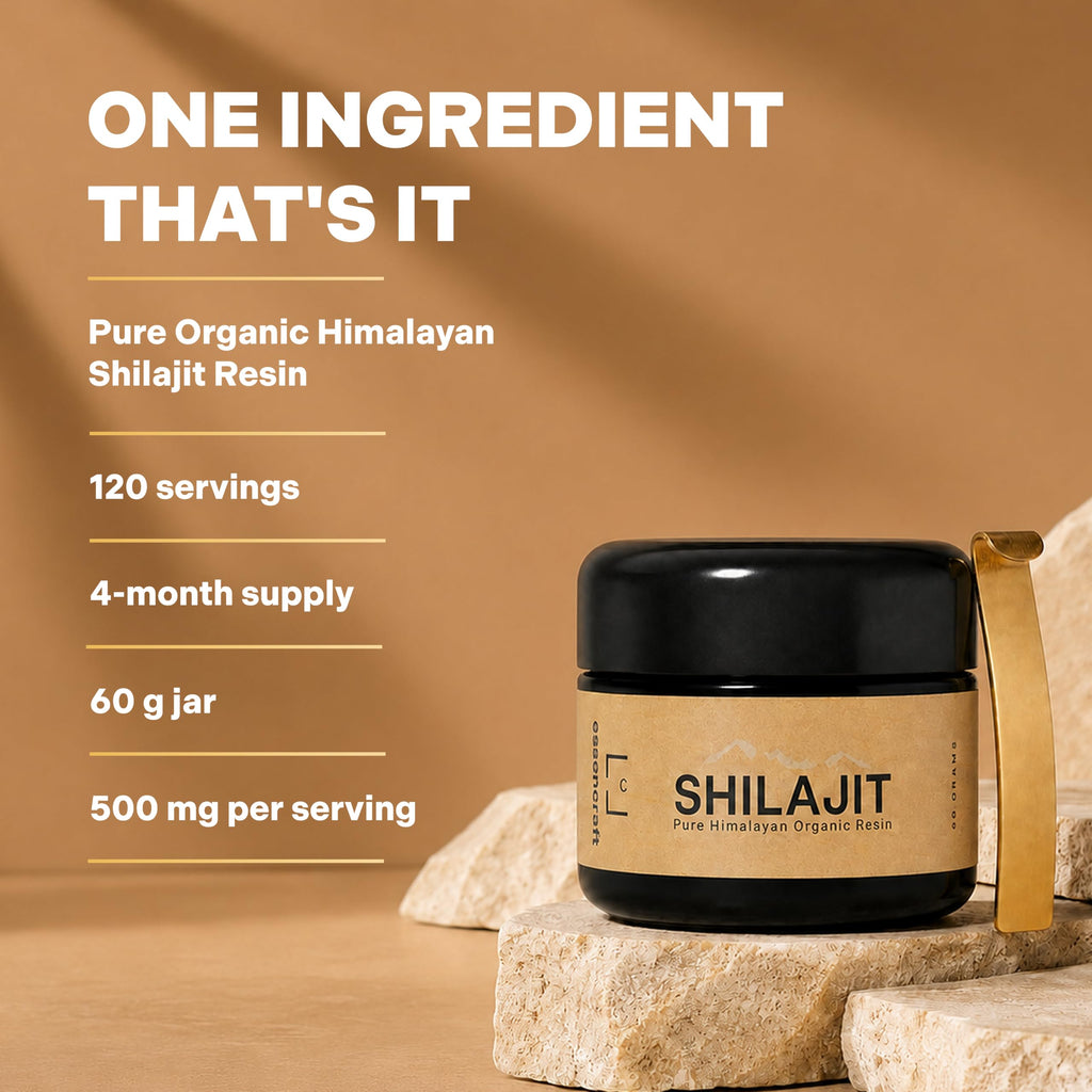 Organic Himalayan Shilajit Resin - 500mg Max Potency, Lab Tested Pure Shilajit for Men and Women, 85+ Trace Minerals Fulvic Acid, Immune Support, Energy & Cognitive Performance, 4 Month Supply, 60g