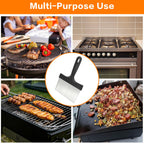 Heavy Duty Grill Scraper, 3-in-1 Stainless Steel Griddle Scraper