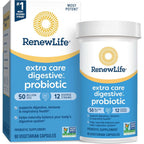 Buy now Renew Life Extra Care Digestive Probiotic Capsules, 50 Billion CFU Guaranteed, Daily Supplement Supports Immune, Digestive, Respiratory Health(1), L. Rhamnosus GG, Dairy, Soy and Gluten-Free, 90 Count at indiglob india
