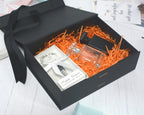 Black Gift Box with Lid, Ribbons & Bag, Medium, 9x7x3 In, Magnetic Closure