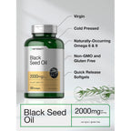 Horbaach Black Seed Oil Cold Pressed Softgel Capsules | 2000mg | 120 Count | Supplement with Omega 6 and 9 | Nigella Sativa | Non-GMO and Gluten Free