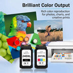 240XL 241XL Ink Cartridges Combo Pack Replacement for Canon 240 241, PG-240XL CL-241XL Compatible with PIXMA MG3620 MG3520 MG3600 TS5100 TS5120 MX472 MX452 MX512 Printers (1 Black, 1 Tri-Color)