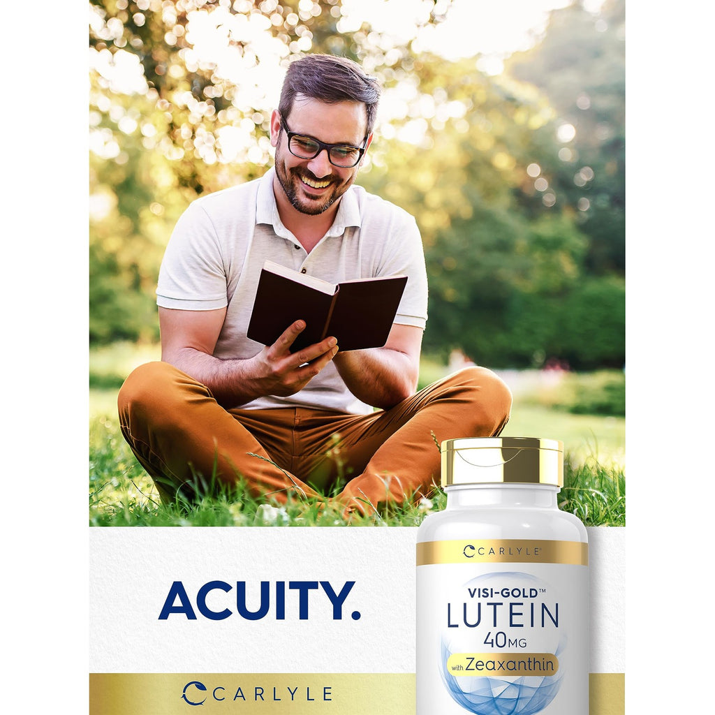 Carlyle Lutein and Zeaxanthin Supplement | 40mg | 180 Softgels | Pills for Eyes | Eye Health Vitamins | Visi-Gold | Non-GMO and Gluten Free