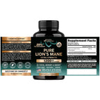 Lions Mane Supplement Capsules - Organic Lions Mane 1200 mg, 120 Vegan Caps | Pure Lion's Mane for Women & Men - Fruiting Bodies Extract, 25% Polysaccharides - Memory & Focus Support - As Lions Powder