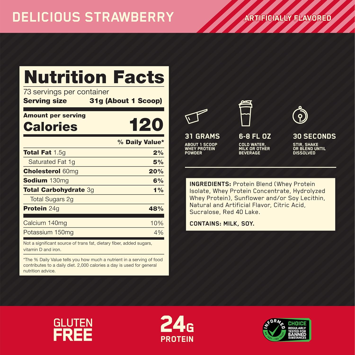 Buy now Optimum Nutrition Gold Standard 100% Whey Protein Powder, Delicious Strawberry, 5 Pound (Packaging May Vary) at indiglob india