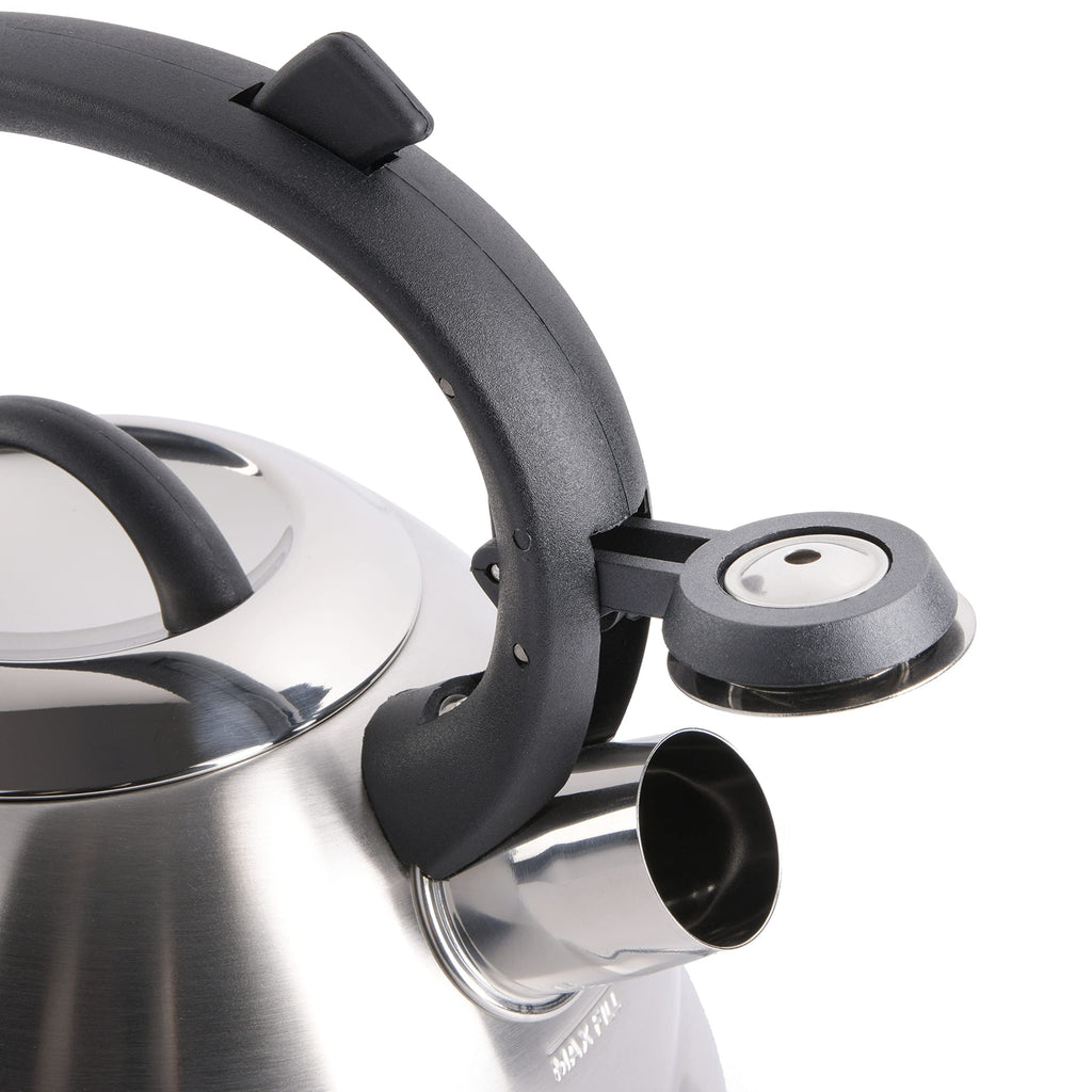 Buy now Mr. Coffee Flintshire 1.75-Quart Stainless Steel Whistling Tea Kettle â€“ Brushed Satin Finish Stove-Top Kettle for Boiling Water at indiglob india