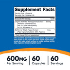 Nutricost KSM-66 Ashwagandha Root Extract (600mg) 60 Capsules | 5% Withanolides & BioPerine, Full-Spectrum Root Extract
