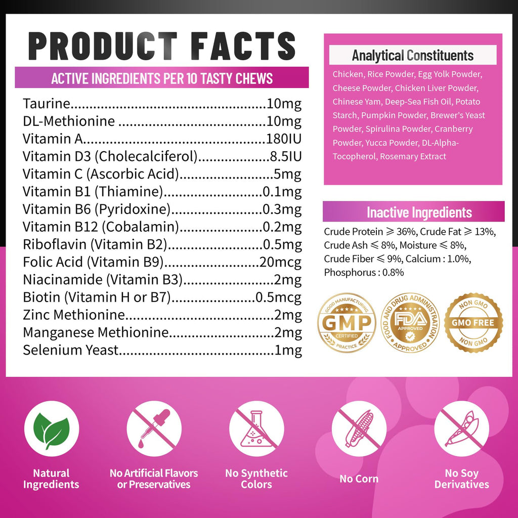 Taurine for Cats Vitamins, 15 in 1 Cat Multivitamin Immune Support, 500ct
