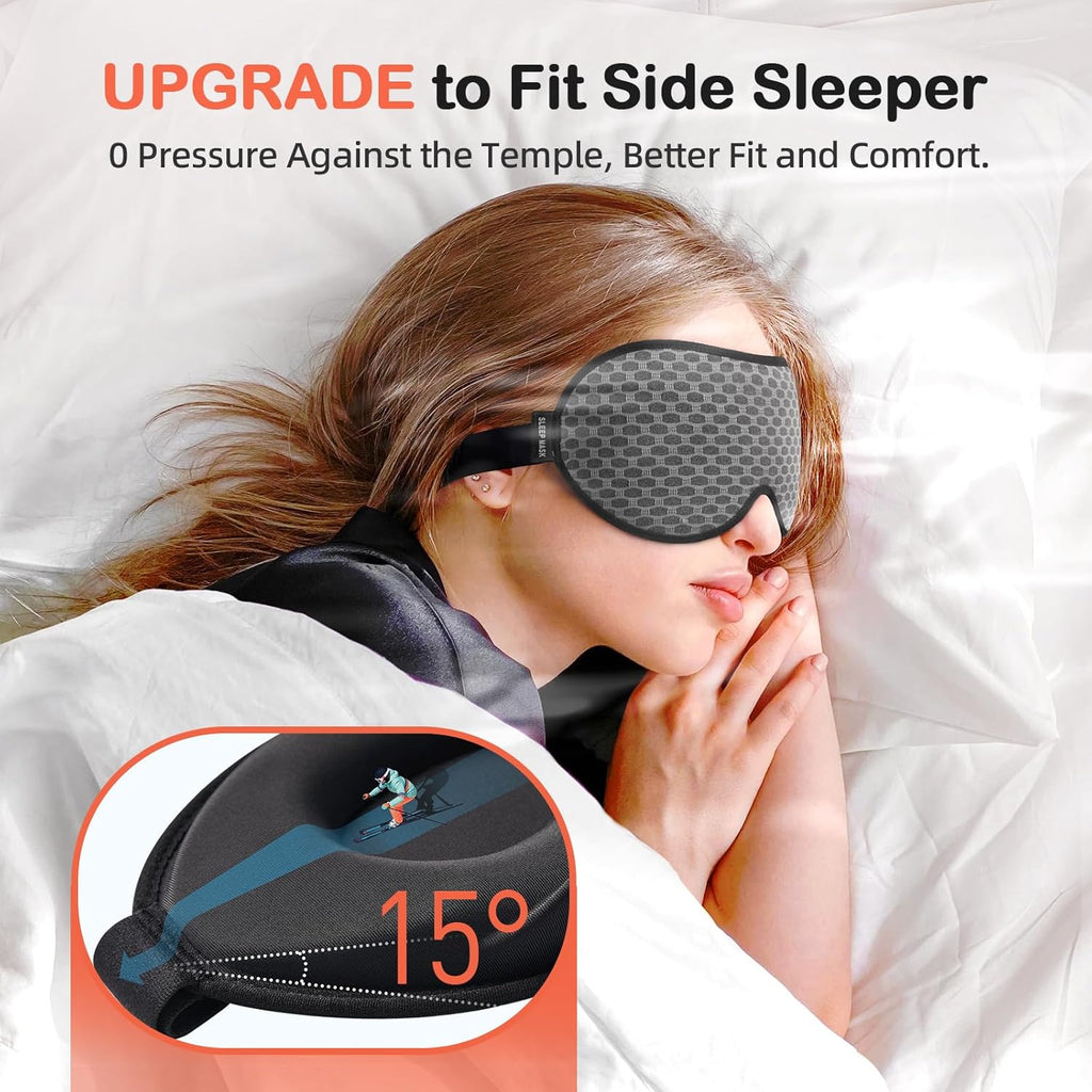 Buy now INNELO 3D Contoured Sleep Mask for Side Sleepers, 100% Light Blocking Sleeping Mask for Men & Women, Soft, No Pressure on Eyes, Airplane Blindfold for Travel, Night Eye Cover for Nap, Yoga, Grey at indiglob india