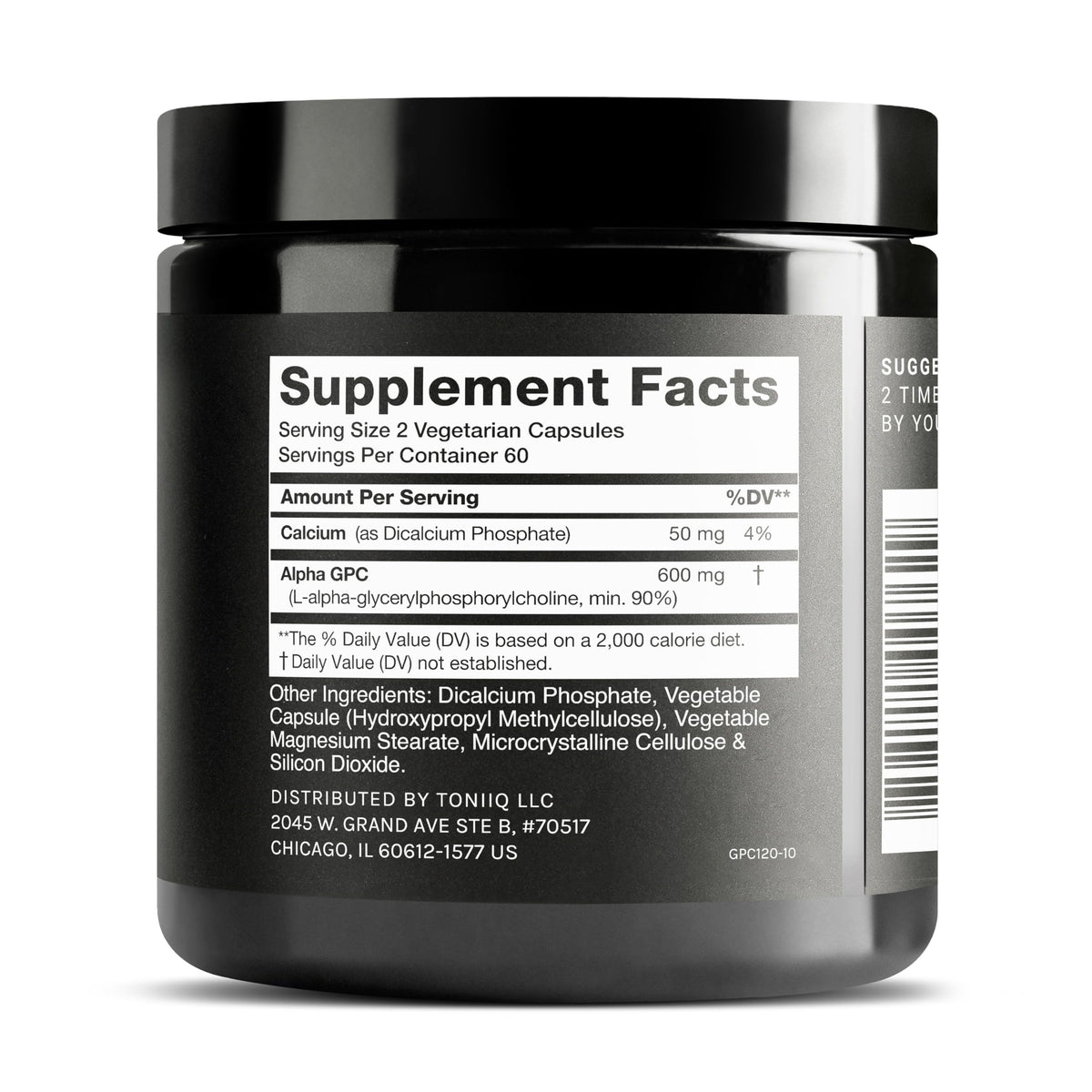 Toniiq Ultra High Purity Alpha GPC Capsules – 600mg Concentrated Formula