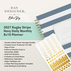 Blue Sky 2027 Daily & Monthly Planner Calendar, 8"x10", Rugby Stripe Black