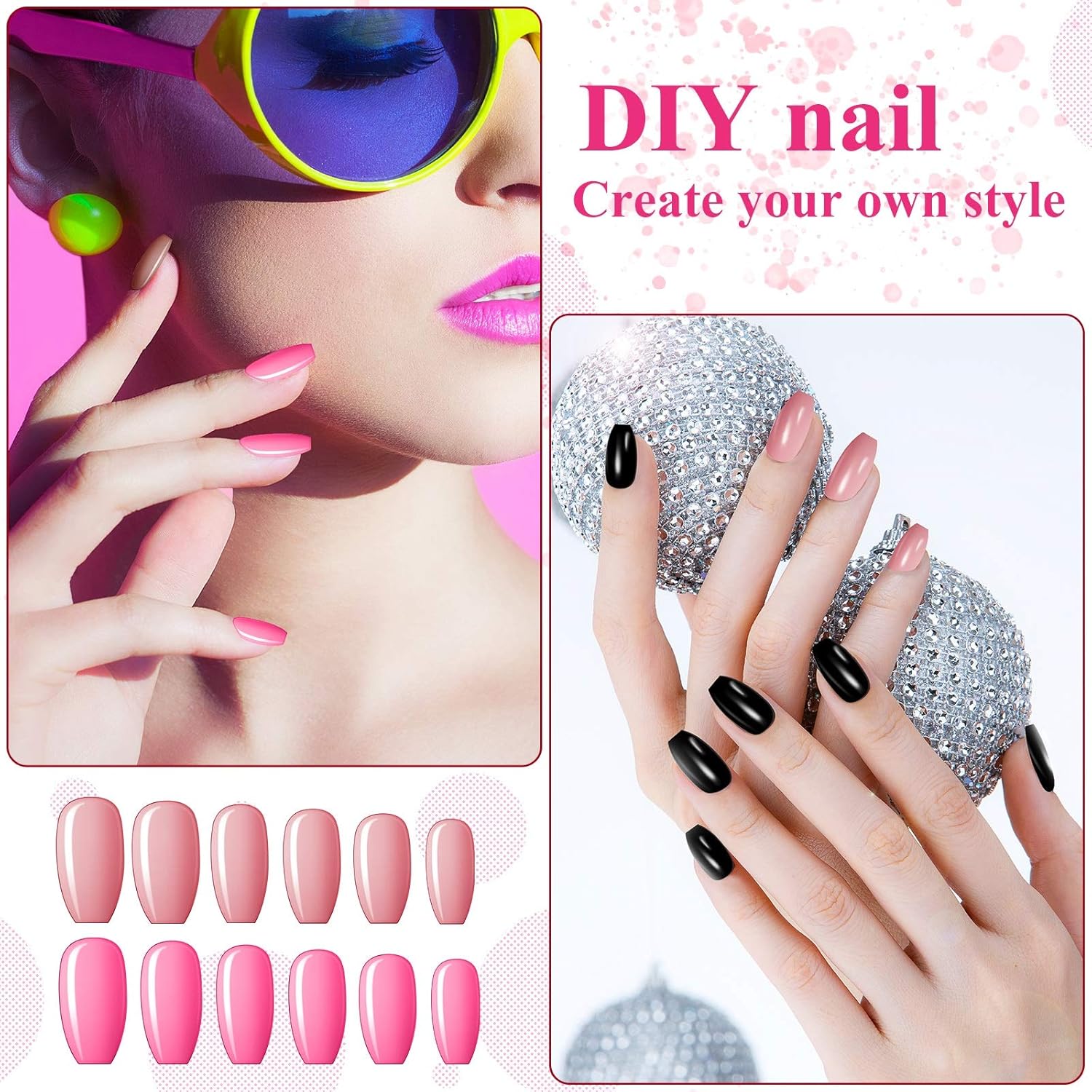 Buy now Maitys 720 Pieces 30 Sets Medium Square Press on Nails Glossy Fake Nails Solid Color Artificial Tips Full Cover for Women Girls Ballerina DIY(Classic Colors) at indiglob india