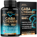 GABA L-Theanine Supplement 900 mg - Calm, Sleep & Relaxation - 120 Caps | GABA 750 mg, L-Theanine 150 mg with Magnesium & Vitamin B6 - Melatonin-Free & Non-Habit Forming - Vegan, Laboratory Tested