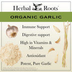 Herbal Roots Organic Whole Bulb Garlic Pills - Potent Extra Strength Immune Support - USDA Certified Organic - 60 Vegan Capsules