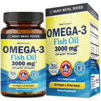 Triple Strength Omega 3 Fish Oil 3000mg for Women and Men, 180 Softgels | High Potency Omega 3 Supplement, Burpless Lemon Flavor Fish Oil - 2250mg Essential Fatty Acids with DHA & EPA, Wild Caught