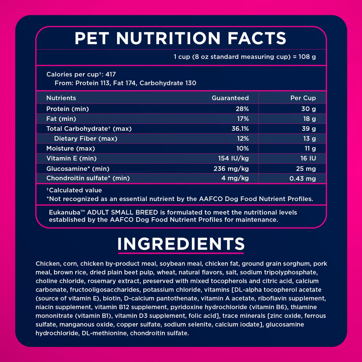 Eukanuba Adult Small Breed Dry Dog Food, 15 lb Bag.