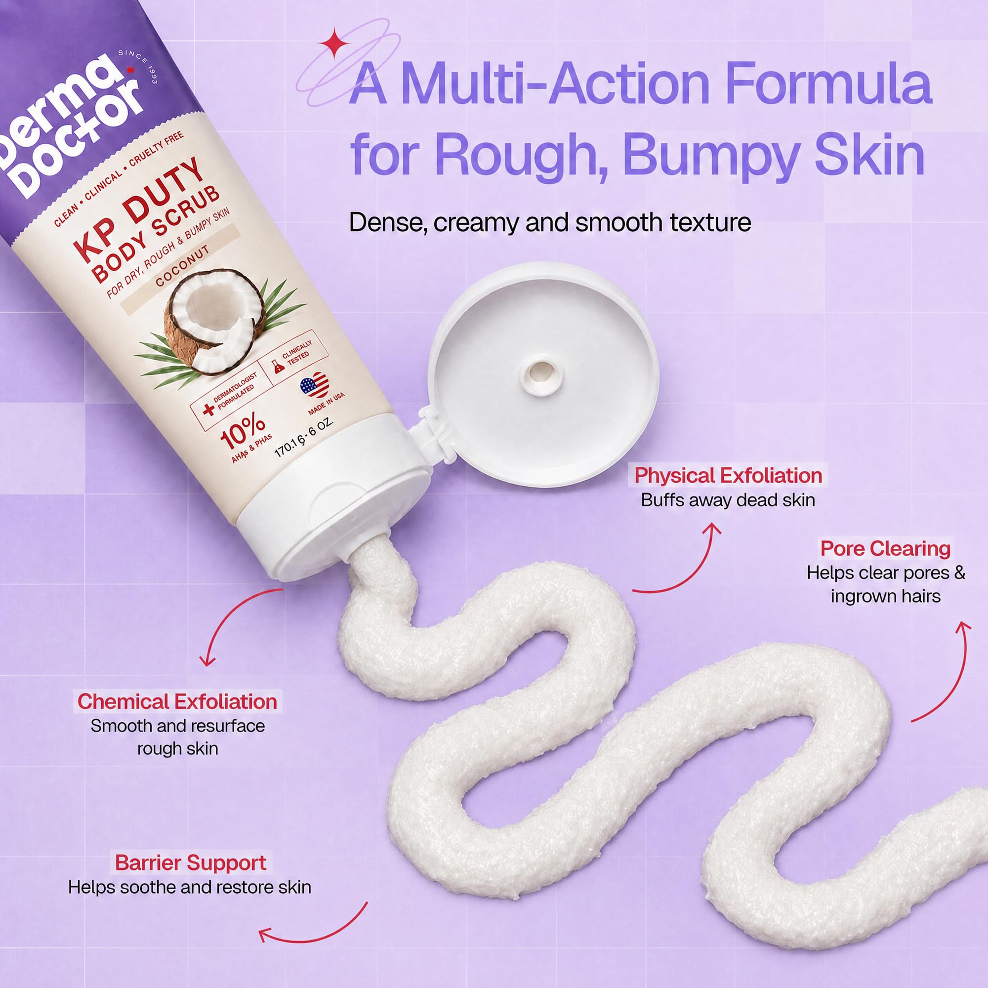 DERMAdoctor KP Bump Eraser Body Scrub, 10% AHAs + PHAs, Rough & Bumpy Skin