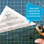 New Leaf Stitches Clearly Perfect Slotted Trimmer — Acrylic Quilting Ruler for Half Square Triangles & HST Cutting — Slotted Quilting Ruler for Strip Piecing, Block Construction & Accurate Trimming