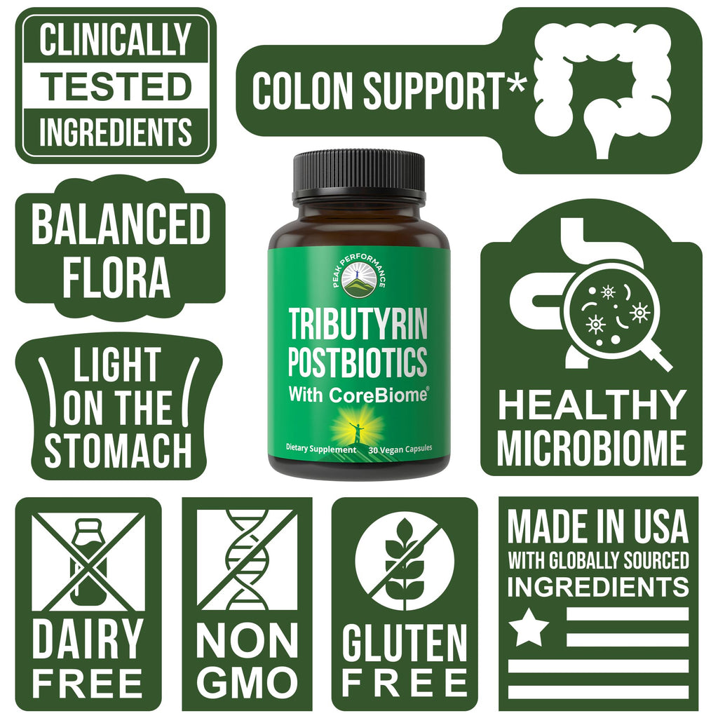 CoreBiome Tributyrin Postbiotic Supplement Clinically Tested for Gut Health | More Effective Than Sodium Butyrate Capsules. High Bioavailability Post Biotics for Digestive, Leaky Gut, Colon, Microbiome