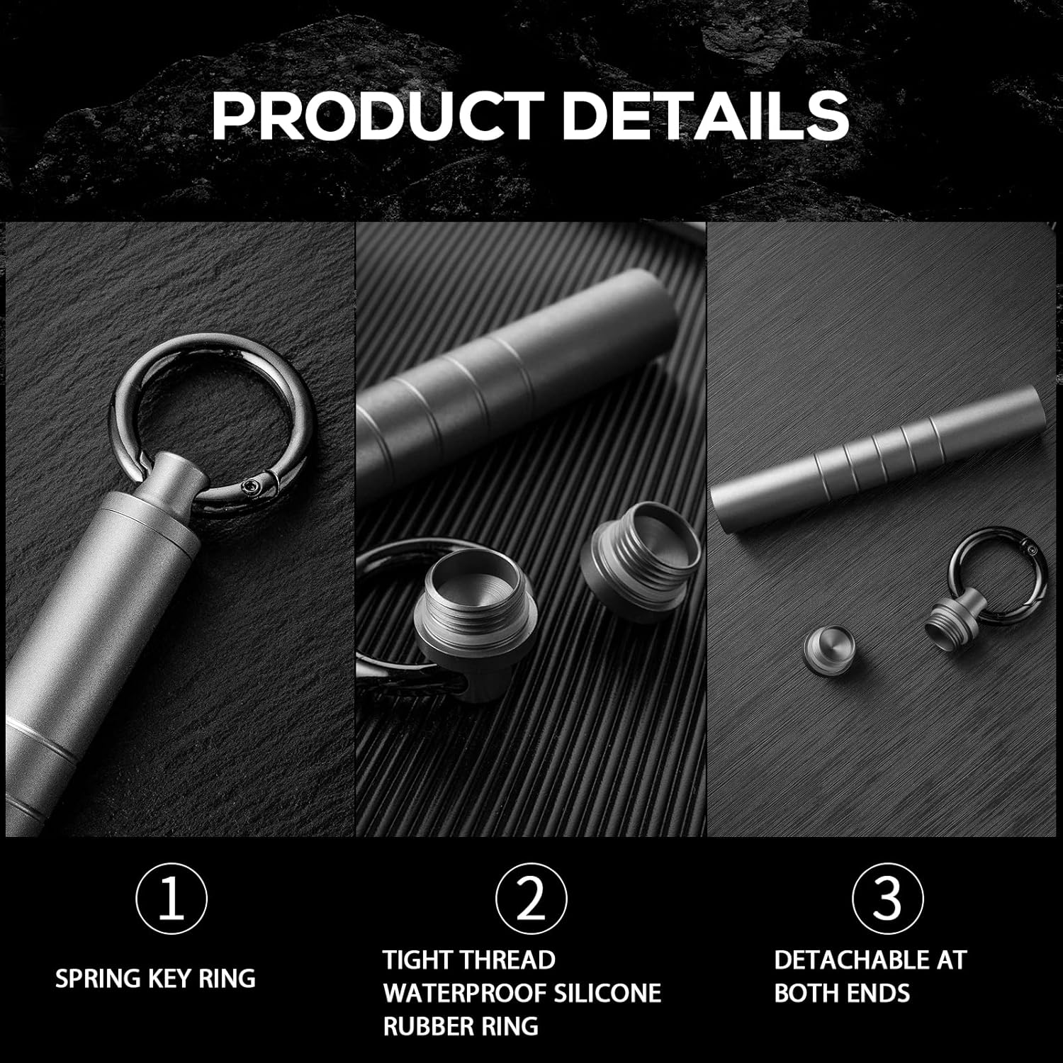 Buy now TISUR Small Travel Pill Box,Titanium Keychain Pill Holder Pill Case,Vitamin Organizer Metal Storage Pill Bottle Tube Container Multitool EDC Every Day Carry for Men at indiglob india