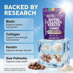 Biotin Gummies for Hair Growth, Hair Vitamins for Women with Collagen Keratin Zinc Saw Palmetto Horsetail Astaxanthin Pumpkin Seed MSM Grape Seed Iron Vitamins A D E, GrowVana by Clean Nutra 90 Count