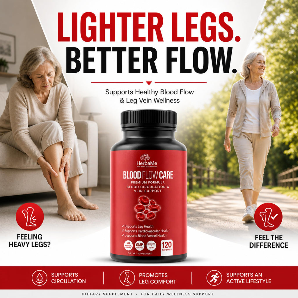 Blood Flow Care Blood Circulation & Leg Vein Support, 120 Capsules | Horse Chestnut, Cayenne Pepper, Diosmin & Butcher's Broom for Healthy Blood Flow, Vascular Function & Leg Comfort