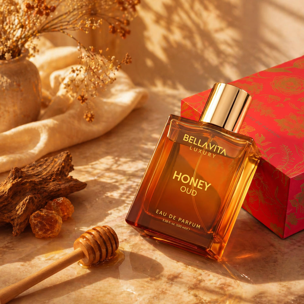 BellaVita Luxury Honey Oud Eau de Parfum | 100 ml | Unisex Perfume | Unisex Perfume with long-lasting Honey Oud Eau de Parfum, perfect for daily wear, special occasions and gifting