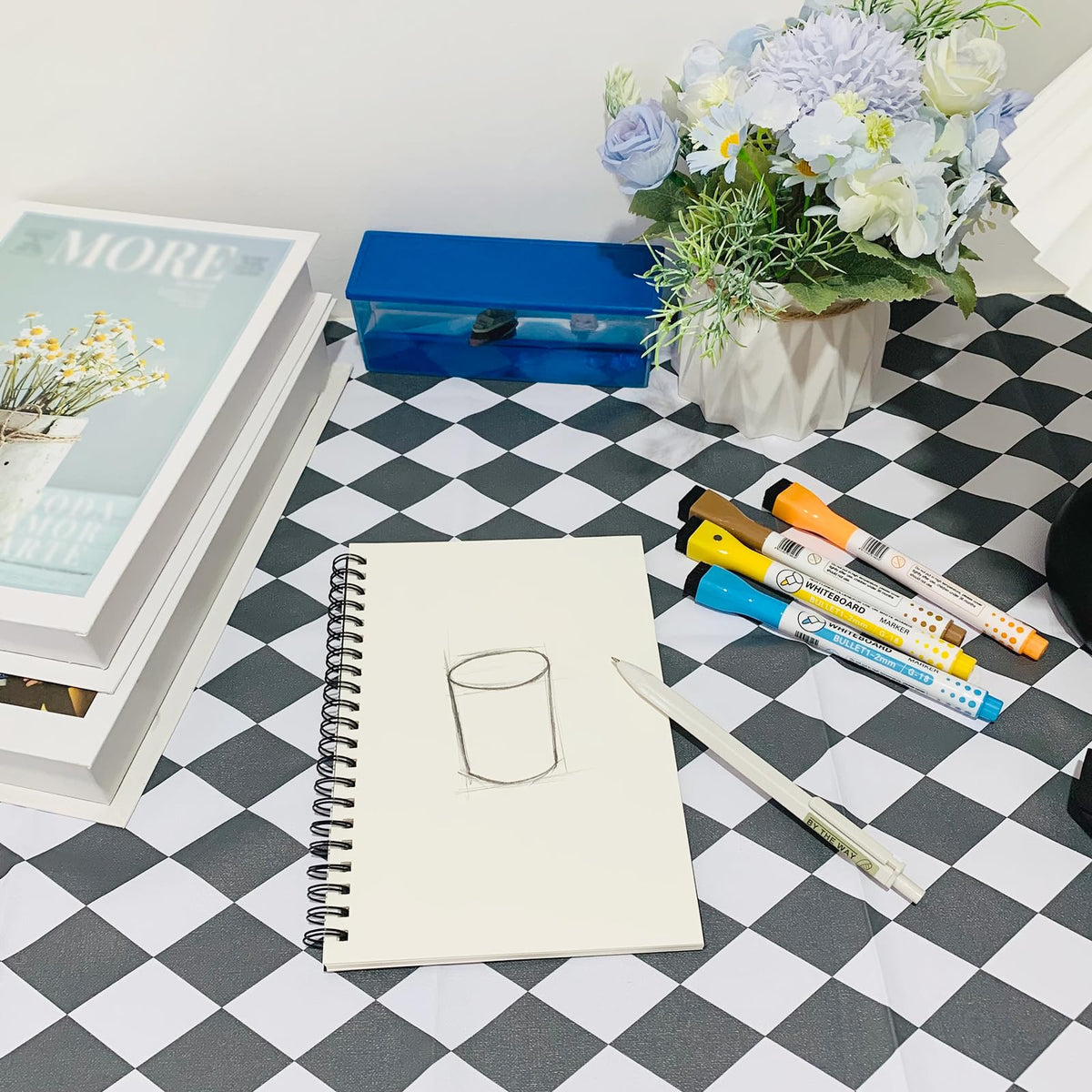 DSTELIN Blank Spiral Notebook, 1-Pack, Soft Cover, Sketch book, 100 Pages / 50 Sheets, 7.5 inch x 5.1 inch (Black)