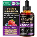 Vitamin B Complex 23000mcg - Methyl B12| B9 Folic|B7 Biotin,B1,B2,B3,B5,B6 | Vitamin B Complex Liquid Drops for Men & Women with Vitamin C, Choline & Inositol for Energy, Immune & Brain Support - 2Oz
