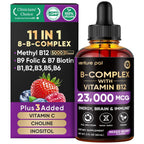 Vitamin B Complex 23000mcg - Methyl B12| B9 Folic|B7 Biotin,B1,B2,B3,B5,B6 | Vitamin B Complex Liquid Drops for Men & Women with Vitamin C, Choline & Inositol for Energy, Immune & Brain Support - 2Oz