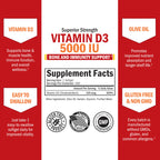 Vitamin D3 5000 IU (125 mcg) Supplement, 360 Softgels