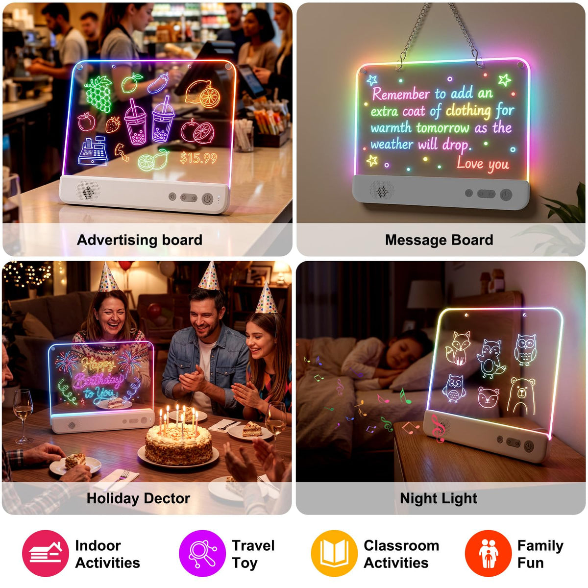 16" LED Drawing Board with Blue-Tooth,Kids Birthday Gift for Girls,Boys